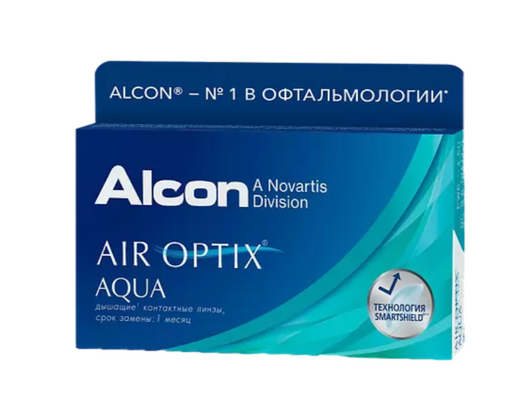 Alcon Air Optix aqua контактные линзы плановой замены, BC=8,6 d=14,2, D(-2.00), стерильно, 6 шт.